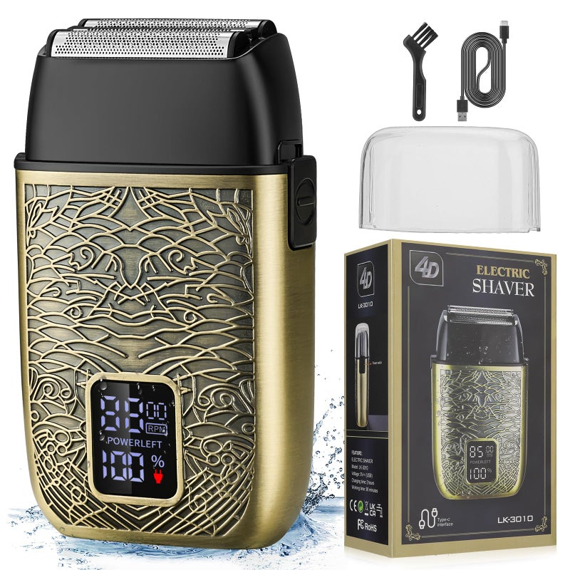 Electric Shavers for MenPowerful Motor Electric RazorHead Shavers for Bald MenTriple Foil Beard TrimmerBarber Supplies LED Displays  USB Charging Waterproof Shaver Gifts